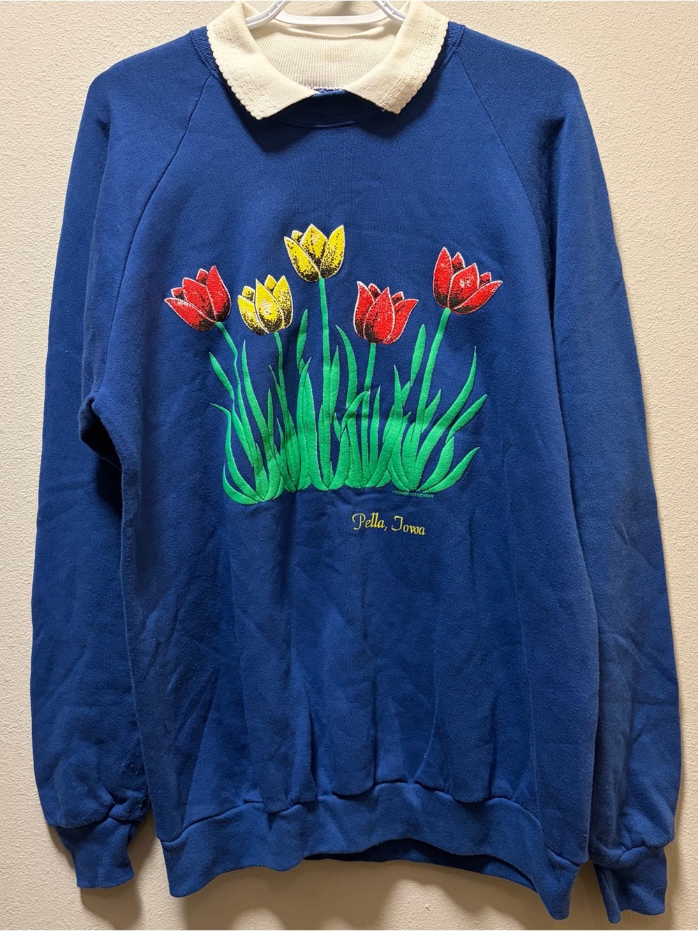 Vintage 90s Jerzees Tulip Collared Sweatshirt XL Made in USA